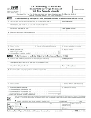 Form 8288 U.S. Withholding Tax Return