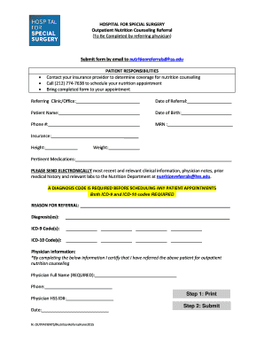 Outpatient Nutrition Counseling Referral Form