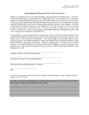 Acknowledgement of Receipt of Notice of Privacy Practices