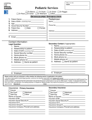 Pediatric Patient Intake Form