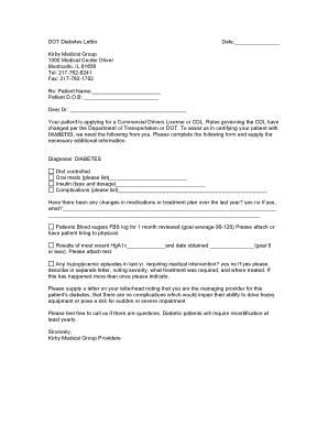 DOT Diabetes Certification Letter