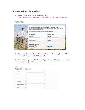 Weight Watchers Employee Registration Form