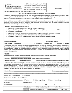 Flu Vaccination Consent Form