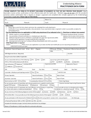 Credentialing Alliance Practitioner Data Form