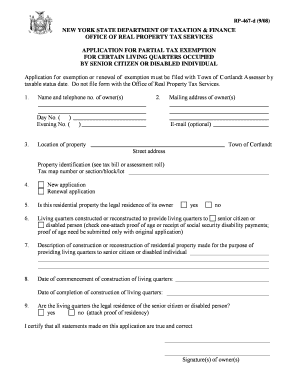 New York Partial Tax Exemption Application