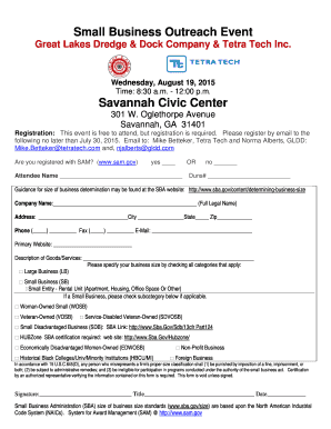 Savannah Small Business Outreach Registration Aug 19 2015