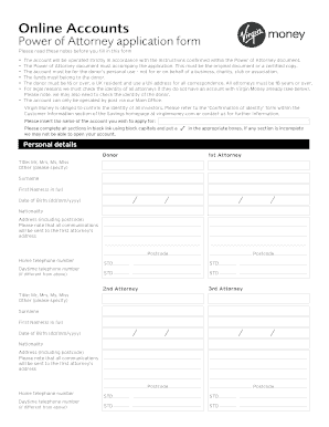 Virgin Money UK Power of Attorney Application Form