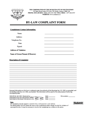 Municipal By-Law Complaint Form
