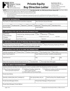 Private Equity Buy Direction Letter