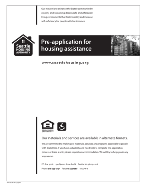 Seattle Housing Authority Pre-Application for Housing Assistance