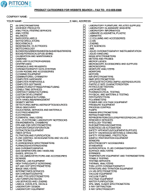 Laboratory Equipment and Supplies Order Form