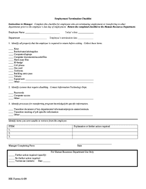 Employment Termination Checklist
