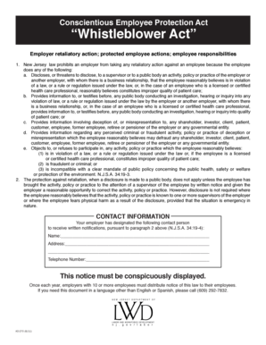 New Jersey Whistleblower Act Notice