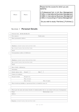 University Application Form