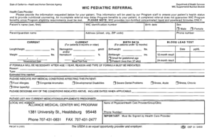California WIC Pediatric Referral Form