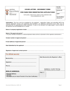 Cover letter vs letter of interest - Cover Letter Movement Form for Farm Feed applications CLMF05