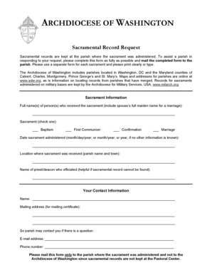 Sacramental Record Request Form