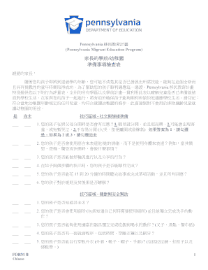Pennsylvania Migrant Education Program Preschool Readiness Checklist