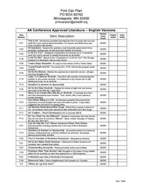 AA Conference Approved Literature Order Form