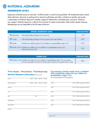 National Aquarium Membership Application