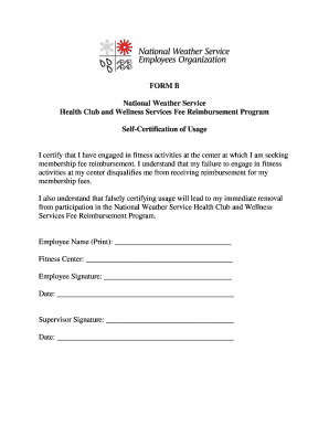 National Weather Service Health Club Fee Reimbursement Form