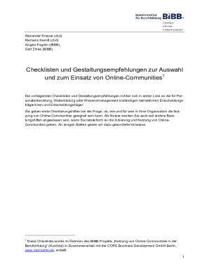 Checklisten und Gestaltungsempfehlungen zur Auswahl und zum Einsatz von Online-Communities