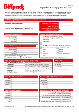UK Packaging Registration Form