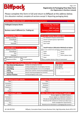 Northern Ireland Packaging Registration Form