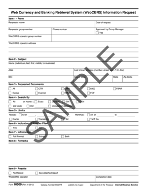 Form 10509 WebCBRS Information Request