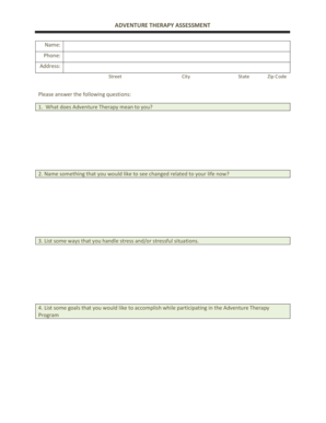 Adventure Therapy Assessment Form