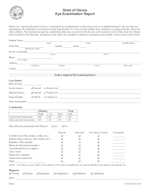 Illinois Eye Examination Report