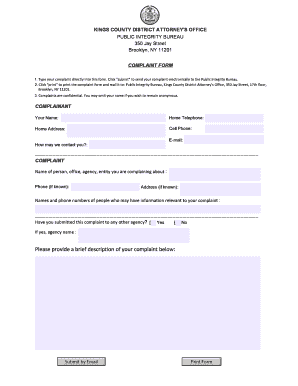 Kings County Complaint Form