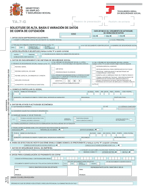 Solicitude de Alta, Baixa e Variación de Datos de Conta de Cotización