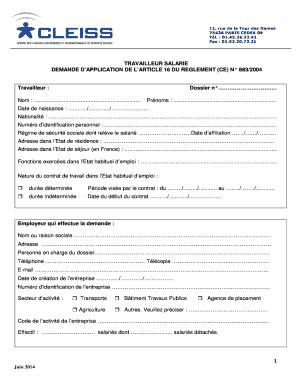 Demande d’application de l’article 16 du règlement (CE) n° 883/2004