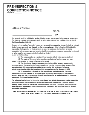 California Tenant Move-Out Inspection Form