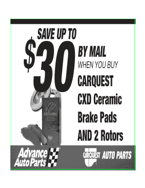 CARQUEST Brake Pads and Rotors Rebate Form