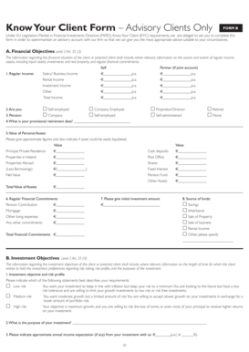 EU MiFID Know Your Client Form