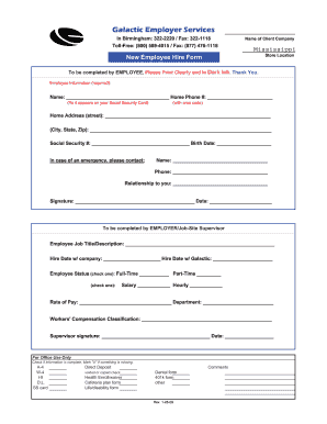 New Employee Hire Form
