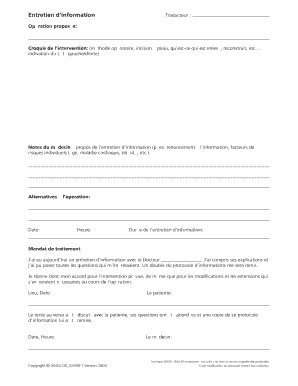 Protocole d’information pour intervention plastique sur le sein