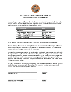 Charlotte County Pretrial Services Drug/Alcohol Testing Policy