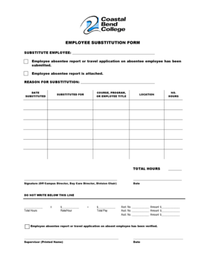 Employee Substitution Form