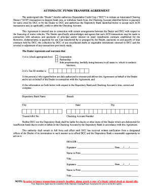 Automatic Funds Transfer Agreement