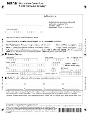 Aetna Rx Home Delivery Medication Order Form