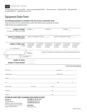 Equipment Order Form