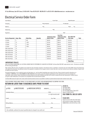 Electrical Service Order Form