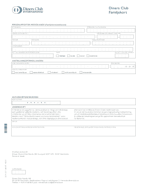 Diners Club Family Card Application