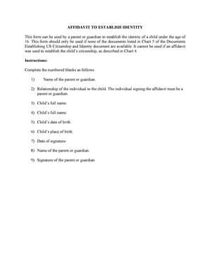 Affidavit to Establish Identity