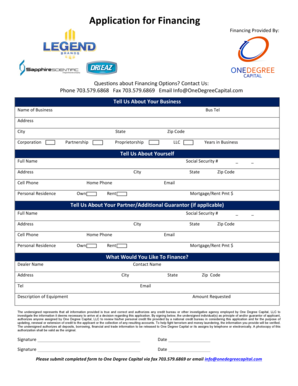 Application for Financing