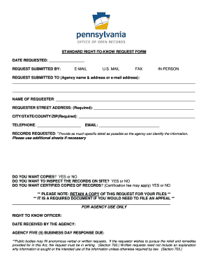 Standard Right-to-Know Request Form