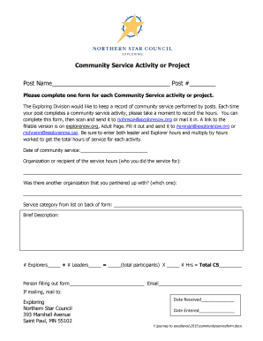 Community Service Activity Report